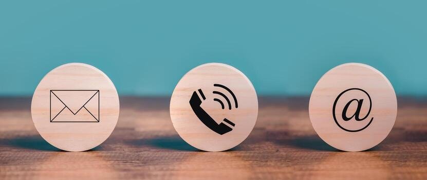 Email, phone and contact icons