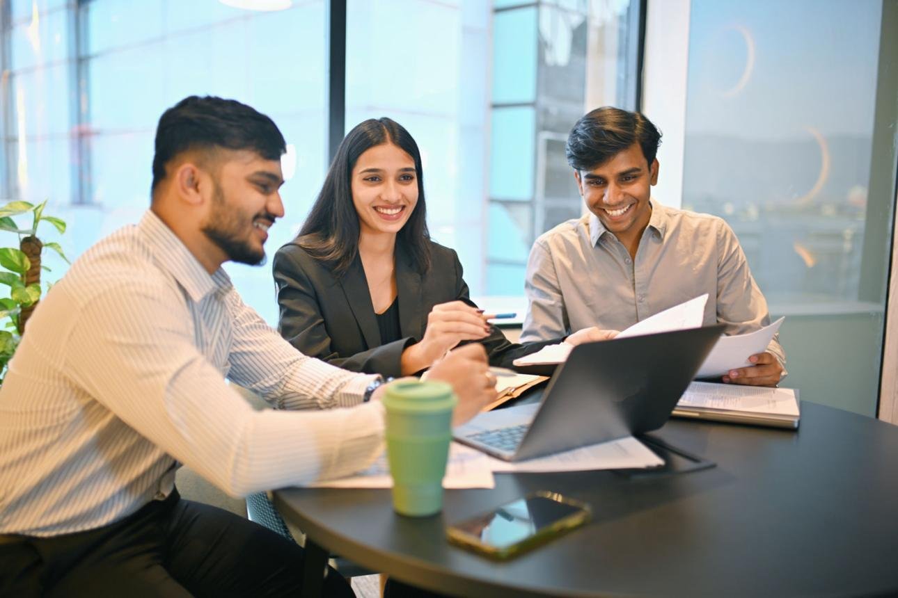 Team collaborating during a training session